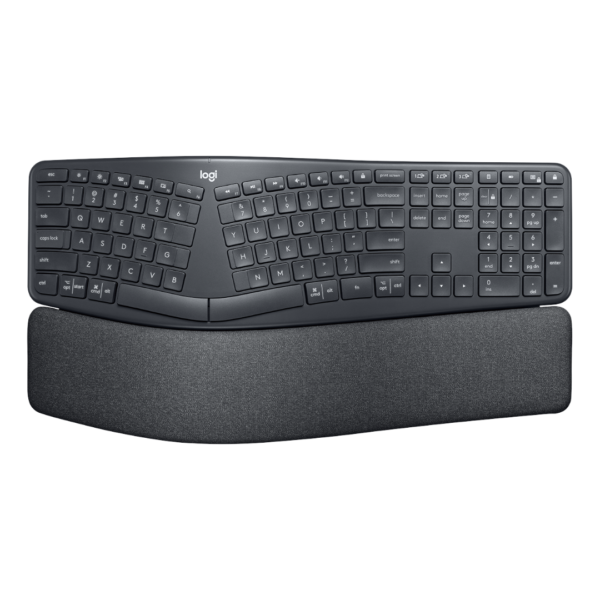 El Logitech ERGO K860 es un teclado ergonómico diseñado para proporcionar una experiencia de escritura más natural y cómoda.