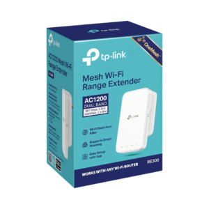 El extensor de cobertura Wi-Fi AC1200 TP-Link RE300 es la solución perfecta para ampliar la cobertura de tu red inalámbrica, proporcionando velocidades duales de hasta 1200Mbps para eliminar las zonas muertas y garantizar una conexión estable en cada rincón de tu hogar u oficina.