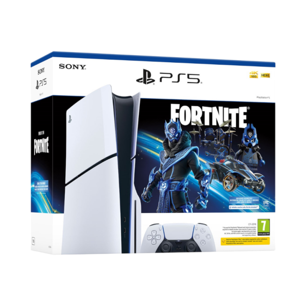 La PlayStation 5 Slim (Formato Disco) - Fortnite Cobalt Star Bundle combina la nueva generación de juegos con la flexibilidad de los discos físicos y el emocionante contenido exclusivo de Fortnite. Con gráficos sorprendentes en 4K, rendimiento mejorado y un diseño compacto, esta edición es perfecta para quienes desean lo mejor de ambas experiencias: el poder de la PS5 y el acceso a sus juegos favoritos en formato físico junto con contenido exclusivo de Fortnite.